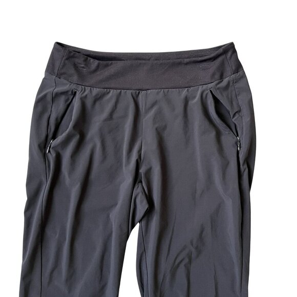 Athleta Soho Women 12 Black Jogger Pant Relaxed Fit Zip Front Pockets Athleisure - Picture 4 of 15